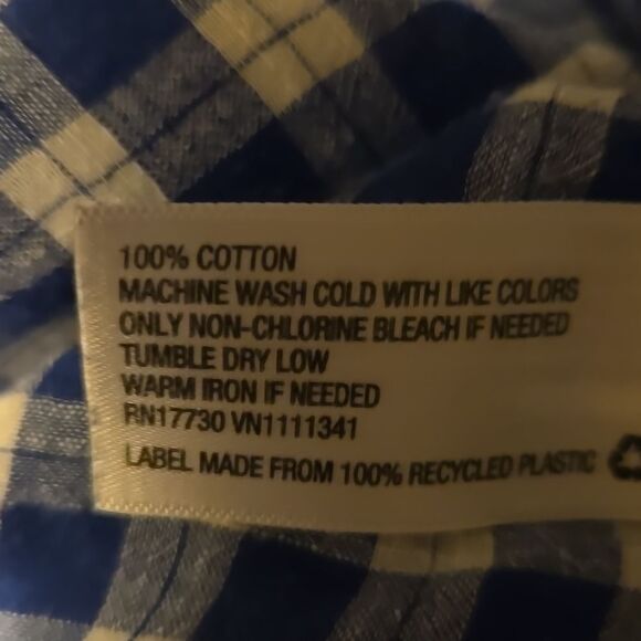 MERONA BUTTON DOWN BLUE AND WHITE CHECKERED BLOUSE SZ M - Picture 6 of 6